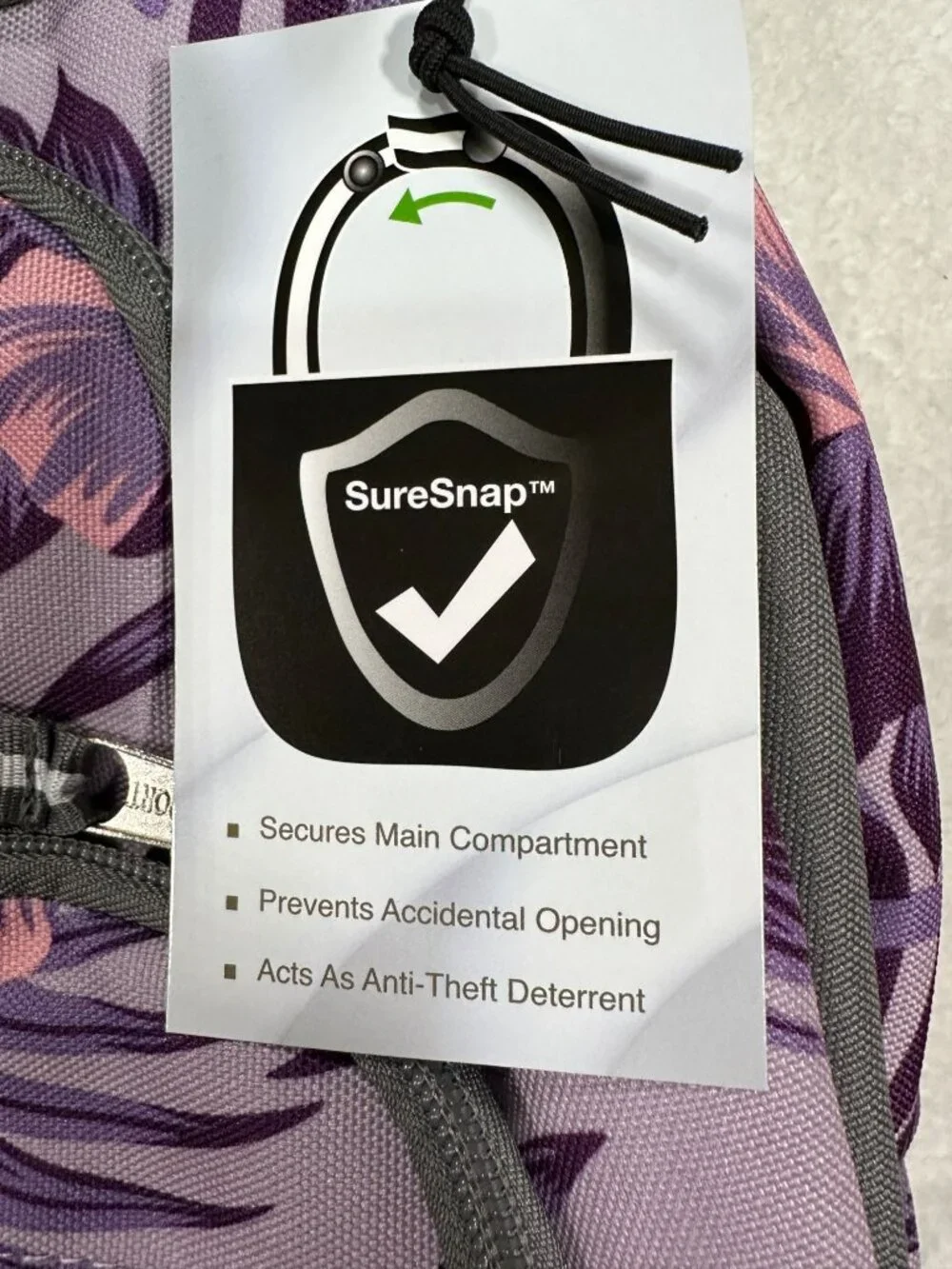 Eastsport Diamond Expandable Backpack Floral Purple/Gray Anti-Theft Tech Sleeve